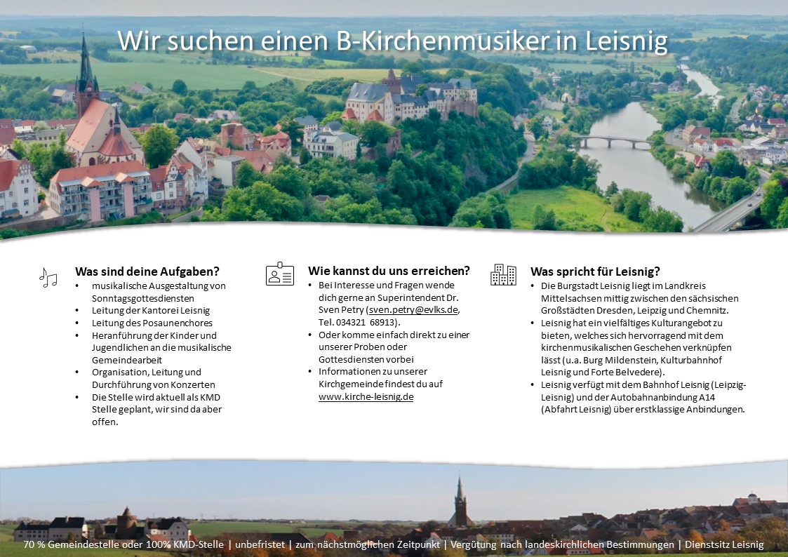 Flyer zur Werbung für die Kirchenmusikstelle in Leisnig