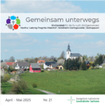 Cover des Kirchblatts April und Mai 2025; eine Kirche in der Landschaft